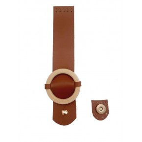 Çanta Aksesuar Tek Kat Suni Deri Ahşap Tokalı Taba Kapak