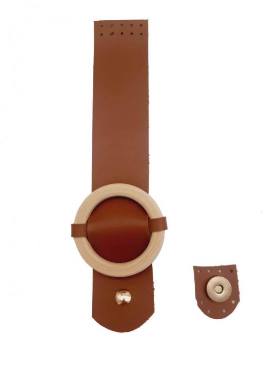 Çanta Aksesuar Tek Kat Suni Deri Ahşap Tokalı Taba Kapak