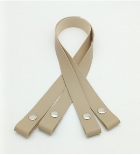 Çanta Aksesuar Tek Kat Suni Deri Bej Çıtçıtlı Çanta Sapı Gümüş Metalli