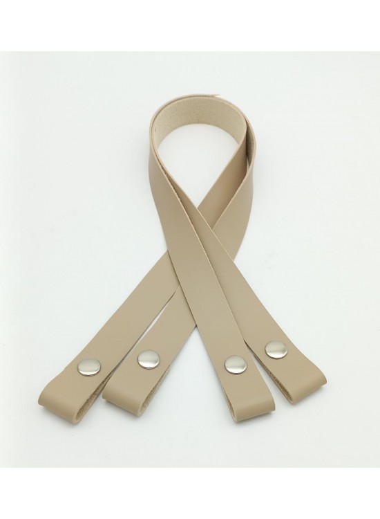 Çanta Aksesuar Tek Kat Suni Deri Bej Çıtçıtlı Çanta Sapı Gümüş Metalli