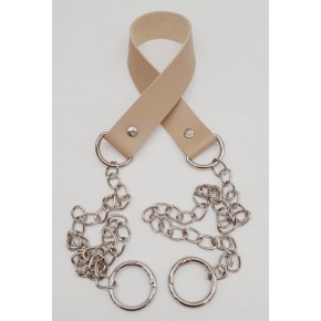 Çanta Aksesuar Tek Kat Suni Deri Bej Renk İnce Zincirli Sap Gümüş Metal