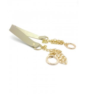 Çanta Aksesuar Tek Kat Suni Deri Bej Renk İnce Zincirli Sap Light Gold Metal