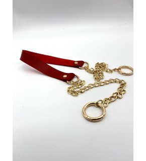 Çanta Aksesuar Tek Kat Suni Deri Bordo Renk İnce Zincirli Sap Light Gold Metal