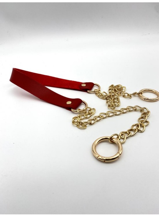 Çanta Aksesuar Tek Kat Suni Deri Bordo Renk İnce Zincirli Sap Light Gold Metal