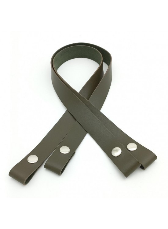 Çanta Aksesuar Tek Kat Suni Deri Haki Çıtçıtlı Çanta Sapı Gümüş Metalli