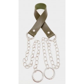 Çanta Aksesuar Tek Kat Suni Deri Haki Renk İnce Zincirli Sap Gümüş Metal