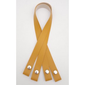 Çanta Aksesuar Tek Kat Suni Deri Hardal Çıtçıtlı Çanta Sapı Gümüş Metalli