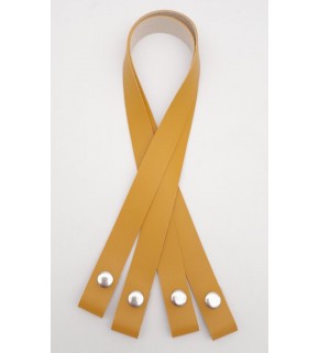 Çanta Aksesuar Tek Kat Suni Deri Hardal Çıtçıtlı Çanta Sapı Gümüş Metalli