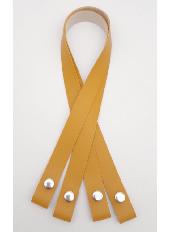 Çanta Aksesuar Tek Kat Suni Deri Hardal Çıtçıtlı Çanta Sapı Gümüş Metalli