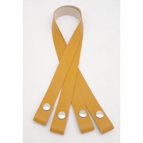 Çanta Aksesuar Tek Kat Suni Deri Hardal Çıtçıtlı Çanta Sapı Gümüş Metalli