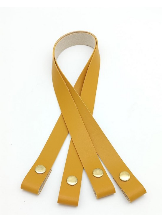 Çanta Aksesuar Tek Kat Suni Deri Hardal Çıtçıtlı Çanta Sapı Light Gold Metalli