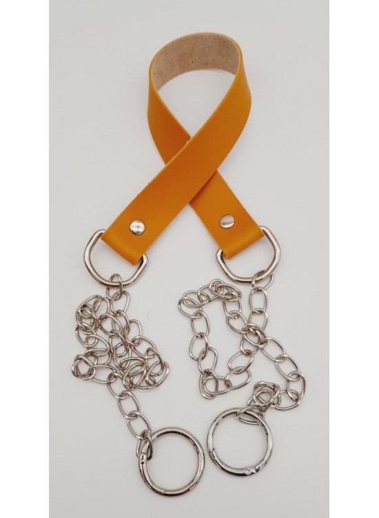 Çanta Aksesuar Tek Kat Suni Deri Hardal Renk İnce Zincirli Sap Gümüş Metal