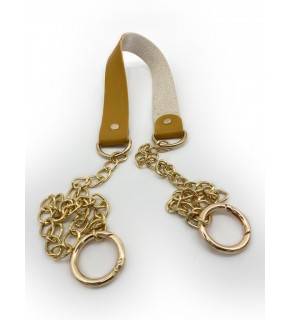 Çanta Aksesuar Tek Kat Suni Deri Hardal Renk İnce Zincirli Sap Light Gold Metal