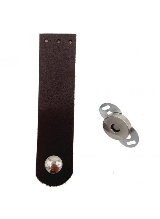 Çanta Aksesuar Tek Kat Suni Deri Kahverengi Gümüş Metalli Kapak