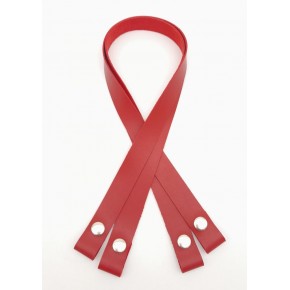 Çanta Aksesuar Tek Kat Suni Deri Kırmızı Çıtçıtlı Çanta Sapı Gümüş Metalli