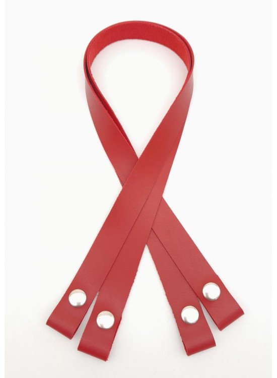 Çanta Aksesuar Tek Kat Suni Deri Kırmızı Çıtçıtlı Çanta Sapı Gümüş Metalli