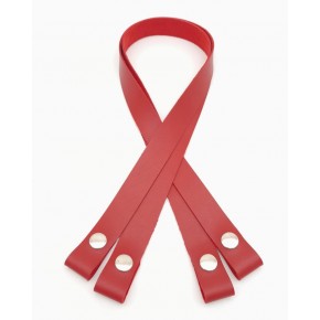 Çanta Aksesuar Tek Kat Suni Deri Kırmızı Çıtçıtlı Çanta Sapı Gümüş Metalli