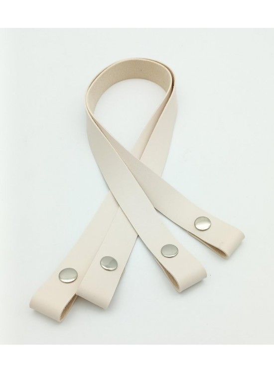 Çanta Aksesuar Tek Kat Suni Deri Krem Çıtçıtlı Çanta Sapı Gümüş Metalli