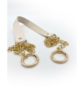 Çanta Aksesuar Tek Kat Suni Deri Krem Renk İnce Zincirli Sap Light Gold Metal