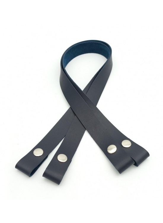 Çanta Aksesuar Tek Kat Suni Deri Lacivert Çıtçıtlı Çanta Sapı Gümüş Metalli