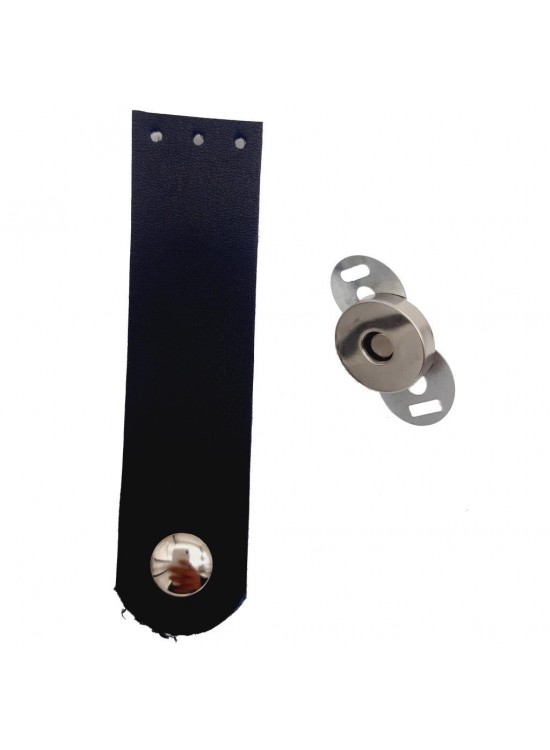 Çanta Aksesuar Tek Kat Suni Deri Lacivert Gümüş Metalli Kapak