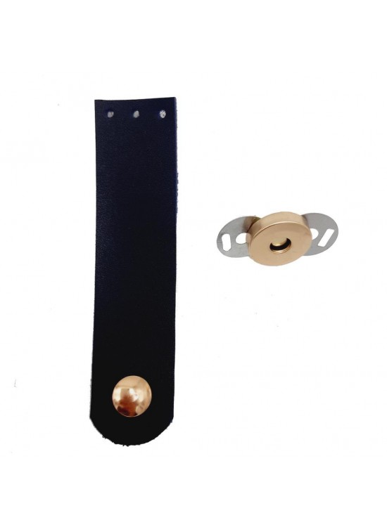 Çanta Aksesuar Tek Kat Suni Deri Lacivert Light Gold Metalli Kapak