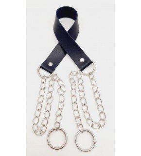 Çanta Aksesuar Tek Kat Suni Deri Lacivert Renk İnce Zincirli Sap Gümüş Metal