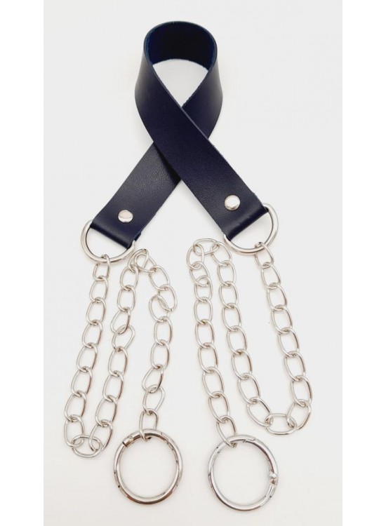 Çanta Aksesuar Tek Kat Suni Deri Lacivert Renk İnce Zincirli Sap Gümüş Metal