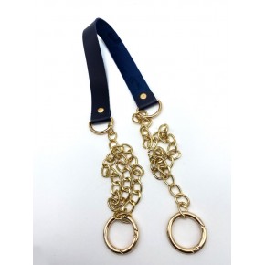 Çanta Aksesuar Tek Kat Suni Deri Lacivert Renk İnce Zincirli Sap Light Gold Metal