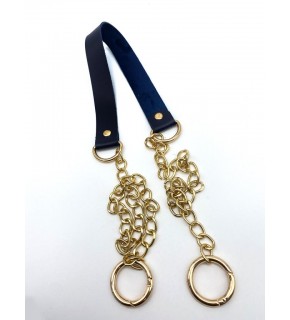 Çanta Aksesuar Tek Kat Suni Deri Lacivert Renk İnce Zincirli Sap Light Gold Metal