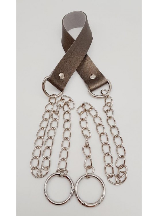 Çanta Aksesuar Tek Kat Suni Deri Parlak Gri Renk İnce Zincirli Sap Gümüş Metal