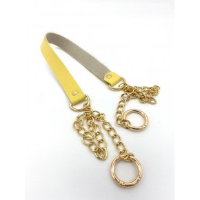 Çanta Aksesuar Tek Kat Suni Deri Sarı Renk İnce Zincirli Sap Light Gold Metal