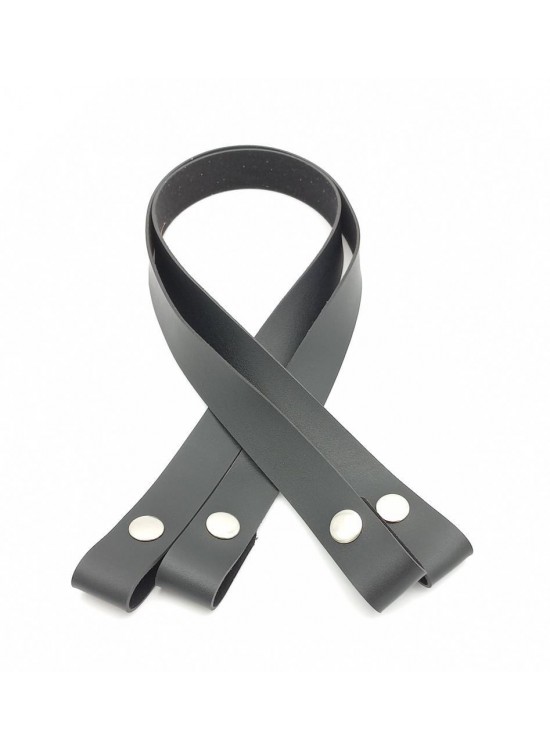 Çanta Aksesuar Tek Kat Suni Deri Siyah Çıtçıtlı Çanta Sapı Gümüş Metalli