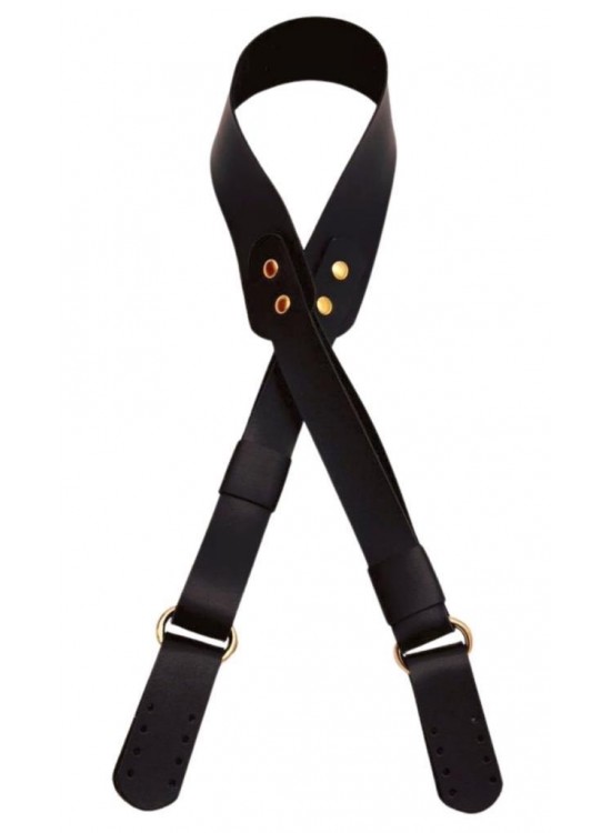 Çanta Aksesuar Tek Kat Suni Deri Siyah Köprülü Çanta Sapı Light Gold  Metalli