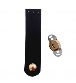 Çanta Aksesuar Tek Kat Suni Deri Siyah Light Gold Metalli Kapak