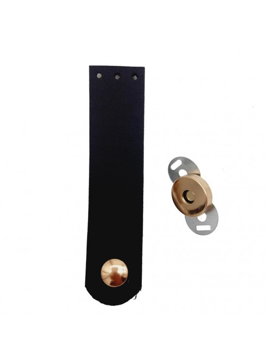 Çanta Aksesuar Tek Kat Suni Deri Siyah Light Gold Metalli Kapak