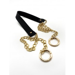 Çanta Aksesuar Tek Kat Suni Deri Siyah Renk İnce Zincirli Sap Light Gold Metal