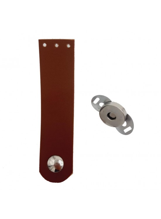 Çanta Aksesuar Tek Kat Suni Deri Taba Gümüş Metalli Kapak