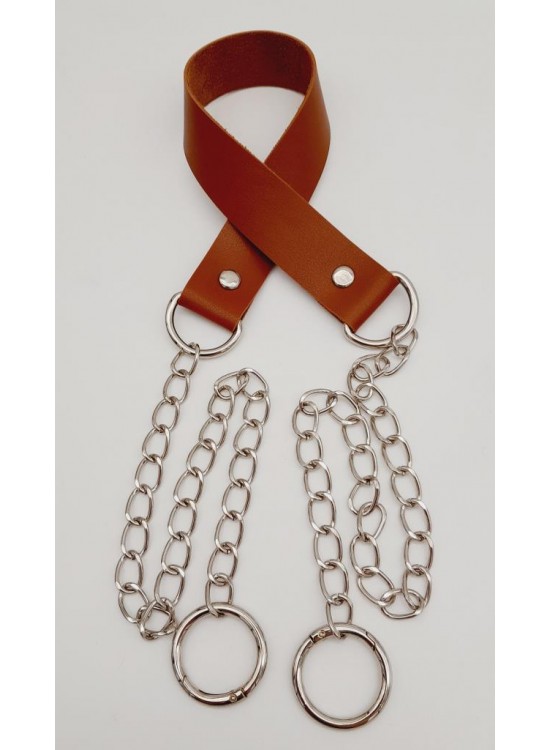 Çanta Aksesuar Tek Kat Suni Deri Taba Renk İnce Zincirli Sap Gümüş Metal