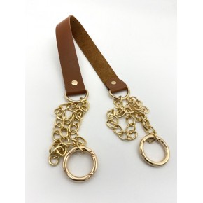 Çanta Aksesuar Tek Kat Suni Deri Taba Renk İnce Zincirli Sap Light Gold Metal