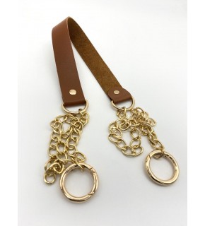 Çanta Aksesuar Tek Kat Suni Deri Taba Renk İnce Zincirli Sap Light Gold Metal