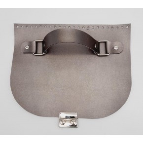 Çanta Aksesuar Tek Kat Suni Deri Tutma Saplı Parlak Gri 24x19 Cm Kapak Gümüş Metalli