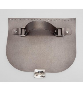 Çanta Aksesuar Tek Kat Suni Deri Tutma Saplı Parlak Gri 24x19 Cm Kapak Gümüş Metalli