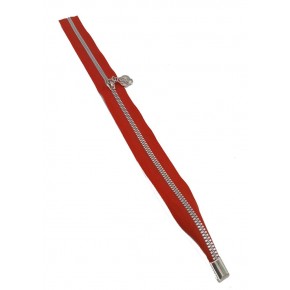 Çanta Aksesuar Tek Stoplu 45 Cm Fermuar Gümüş Metal Kırmızı Renk