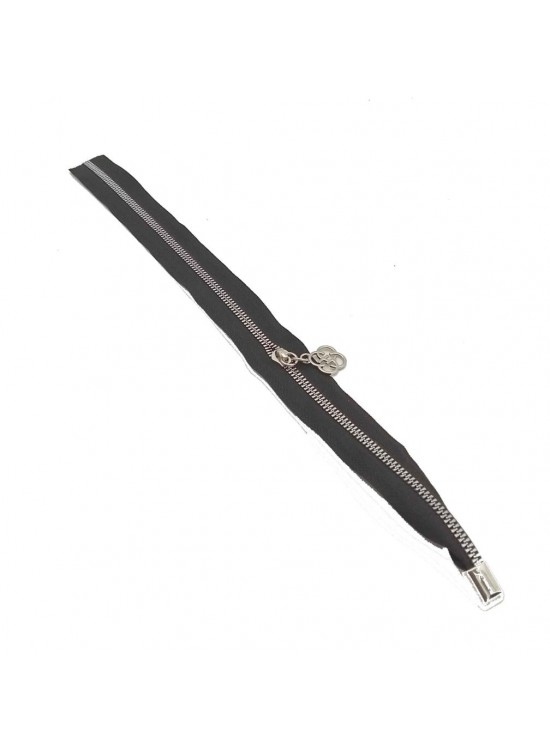 Çanta Aksesuar Tek Stoplu 45 Cm Fermuar Gümüş Metal Siyah Renk