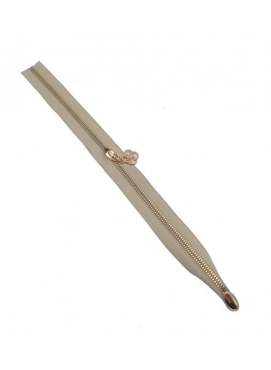 Çanta Aksesuar Tek Stoplu 45 Cm Fermuar Light Gold Metal Bej