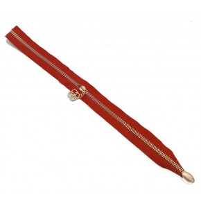 Çanta Aksesuar Tek Stoplu 45 Cm Fermuar Light Gold Metal Kırmızı