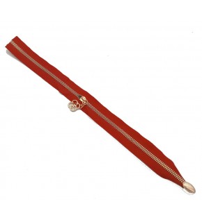 Çanta Aksesuar Tek Stoplu 45 Cm Fermuar Light Gold Metal Kırmızı