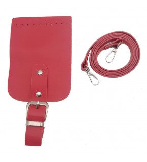 Çanta Aksesuar Tokalı Kapak Aparatlı Suni Deri Çanta Seti Fuşya