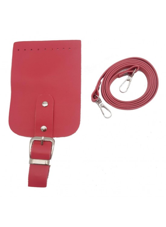 Çanta Aksesuar Tokalı Kapak Aparatlı Suni Deri Çanta Seti Fuşya